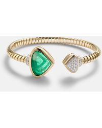 Marina B - Trisolina 18Kt Cuff Bracelet With Emerald And Diamonds - Lyst