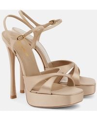 Saint Laurent - Debbie 110 Crepe Satin Platform Sandals - Lyst