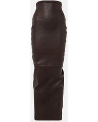 Rick Owens - Dirt Pillar Leather And Cotton Maxi Skirt - Lyst