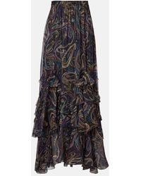 Etro - Paisley Plisse Silk-Blend Maxi Skirt - Lyst
