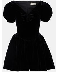 ShuShu/Tong - Puff-Sleeve Velvet Minidress - Lyst