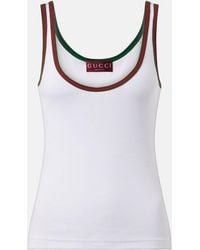 Gucci - Web Detail Cotton Tank Top - Lyst
