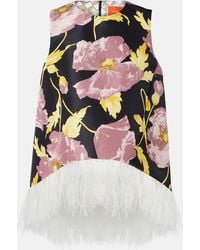 La DoubleJ - La Scala Feather-Trimmed Asymmetrical Top - Lyst