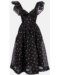 Zimmermann - Crush Polka-Dot Ruffled Linen And Silk Midi Dress - Lyst