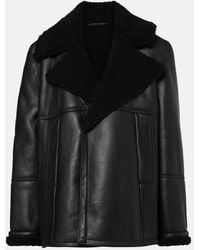 Victoria Beckham - Lederjacke Mit Shearling - Lyst