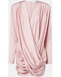 Stella McCartney - Pleated Satin V-neck Mini Dress - Lyst