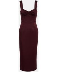 Rebecca Vallance - Merlot Ruched Satin Midi Dress - Lyst