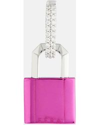 Eera Lock Small 18kt White Gold Earring With Diamonds - Pink