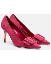 Manolo Blahnik - Maysale 90 Suede Pumps - Lyst