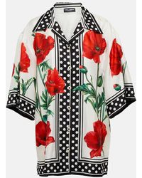 Dolce & Gabbana - Camisa de seda con flores oversized - Lyst