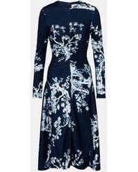 Erdem - Gathered Floral Print Jersey Midi Dress - Lyst
