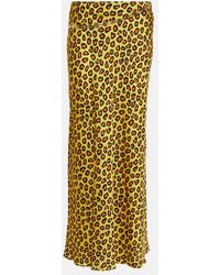 Rabanne - Chain-detail Leopard-print Satin Slip Skirt - Lyst