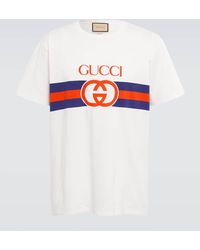 Gucci - T-shirt In Cotone Con Incrocio GG - Lyst