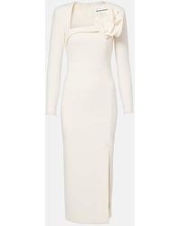 Roland Mouret - Floral-Applique Crepe Midi Dress - Lyst