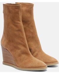 Aquazzura - Saint Honore 85 Suede Wedge Ankle Boots - Lyst