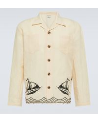 Bode - Sailing Embroidered Linen And Cotton Overshirt - Lyst