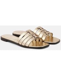 Tory Burch - Ines Metallic Leather Slides - Lyst