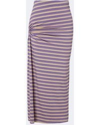 Rabanne - Cutout Gathered Striped Crepe Midi Skirt - Lyst