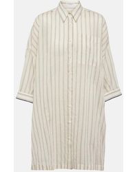 Brunello Cucinelli - Striped Cotton And Silk Shirt - Lyst