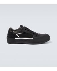 Alexander McQueen - Plimsoll Deck Leather-trimmed Sneakers - Lyst