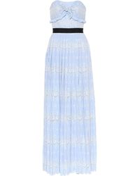 Self-Portrait Strapless Eyelet Maxi Dress - Blue