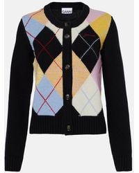 Ganni - Harlequin Argyle Wool-Blend Cardigan - Lyst