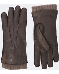 Canali - Cashmere-Trimmed Leather Gloves - Lyst