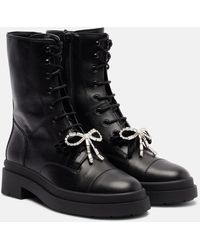 Jimmy Choo - Averi Bow-Detail Leather Lace-Up Boots - Lyst