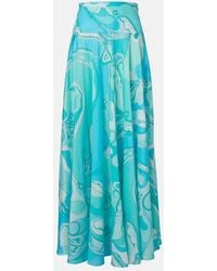 PUCCI - Orchidee High-Rise Cotton Maxi Skirt - Lyst
