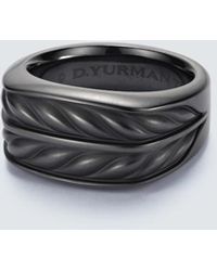 David Yurman - Chevron Titanium Ring - Lyst