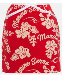 Marine Serre - Leather-Trimmed Jacquard Miniskirt - Lyst