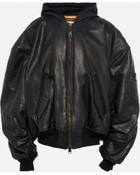 Balenciaga - Oversized Leather Bomber Jacket - Lyst