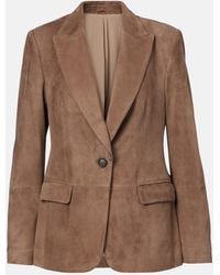 Brunello Cucinelli - Blazer Aus Veloursleder - Lyst