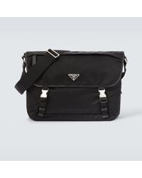 Prada - Leather-Trimmed Re-Nylon Messenger Bag - Lyst