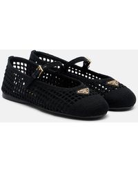 Prada - Crochet Mary Jane Flats - Lyst