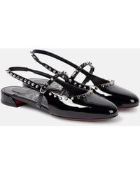 Christian Louboutin - Sweet Janispikes Patent Slingback Flat - Lyst