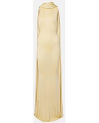 Self-Portrait - Scarf-Detail Knitted Maxi Dress - Lyst