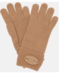 Gucci - Horsebit Ribbed-Knit Wool Gloves - Lyst