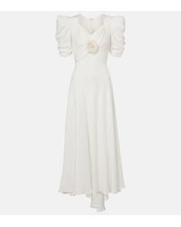 Rodarte - Floral-Applique Silk Crepe Gown - Lyst