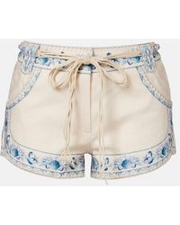 Zimmermann - Wanderlust Belted Floral Linen Shorts - Lyst