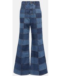 Chloé - Jeans A Gamba Ampia Con Design Patchwork - Lyst