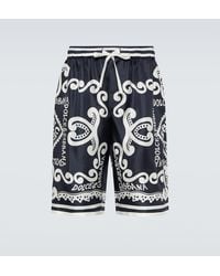 Dolce & Gabbana - Shorts in twill di seta con stampa - Lyst
