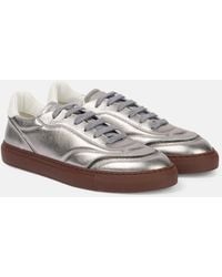Brunello Cucinelli - Metallic Leather Sneakers - Lyst