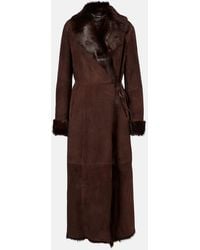 Nour Hammour - Joni Shearling-Lined Suede Wrap Coat - Lyst