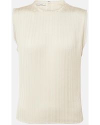 Vince - Chiffon-Trimmed Pleated Satin Top - Lyst