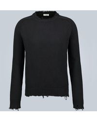 Saint Laurent Baumwolle Pullover in Destroyed-Optik in Schwarz für Herren Herren Bekleidung Pullover und Strickware Ärmellose Pullover 
