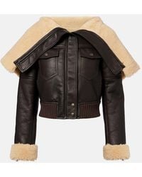 McQueen - Cropped-Lederjacke Mit Shearling - Lyst