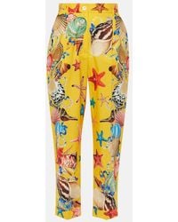 Dolce & Gabbana - Capri Printed High-Rise Cotton Tapered Pants - Lyst