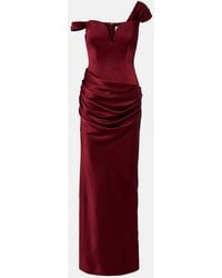 Alex Perry - Draped Crepe Satin Bustier Gown - Lyst