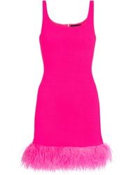 David Koma Exklusiv bei Mytheresa – Minikleid aus Cady mit Federn - Pink